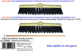 Universal Cepillo barrendero de fibra negra sin mango