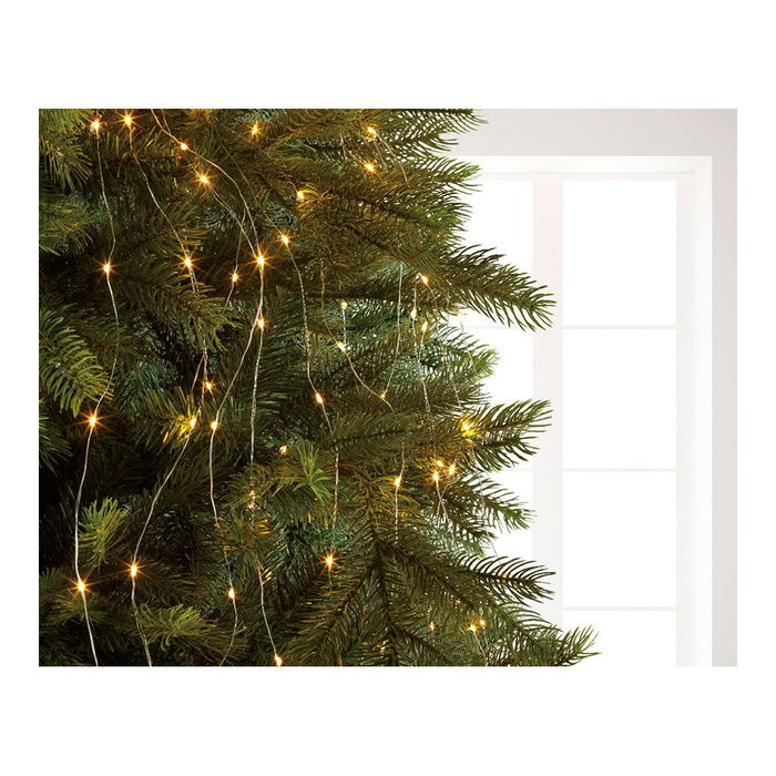 Lumineo Guirnalda LED Exterior IP44, 640 LEDs Fijos Luz Cálida, 32 Tiras de 1,9 m, Cable 5 m, Total 6,9 m, Temporizador 8h/16h, para Árbol