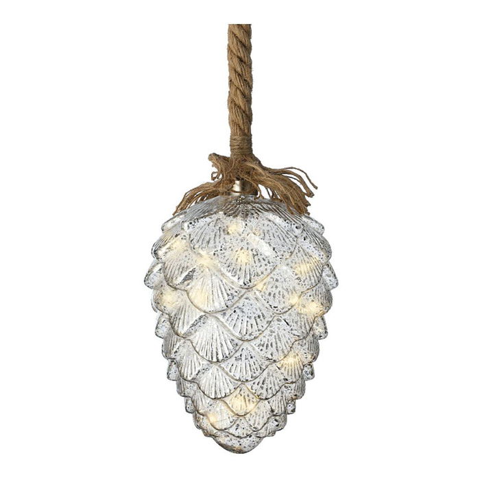 Lumineo Piña Microled ø15x21cm 15 Leds Luz Fija Blanco Cálido Interior Yute 100cm Cable Temporizador 6h