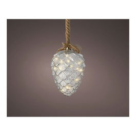 Lumineo Piña Microled ø15x21cm 15 Leds Luz Fija Blanco Cálido Interior Yute 100cm Cable Temporizador 6h