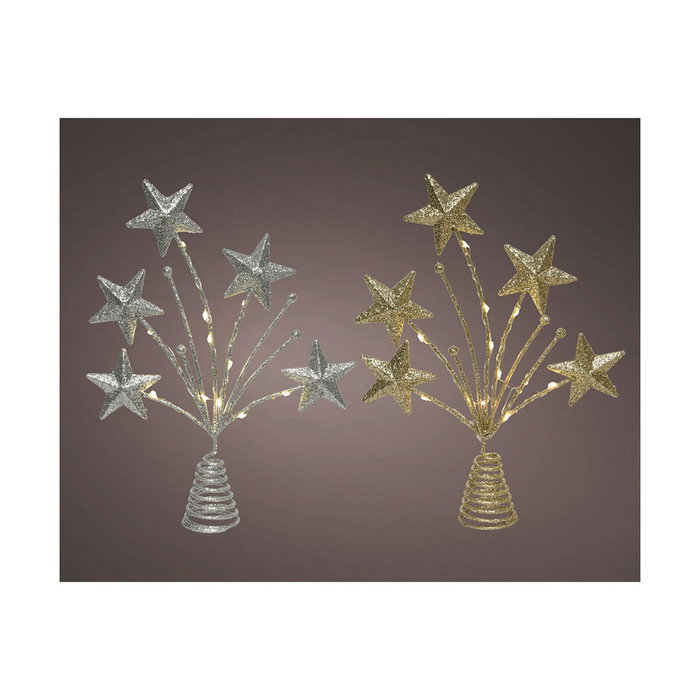 Estrella para copa de árbol de Navidad con 12 LEDs y acabado de purpurina, colores surtidos