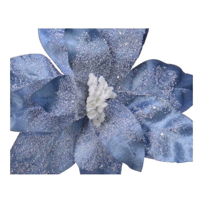 Flor de Pascua Azul de Poliester Efecto Congelado Ø34x6cm Modelos Surtidos