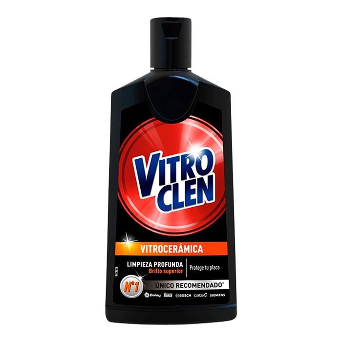 Vitro Clen Limpiador de Vitrocerámicas 200 ml con Limpieza Profunda, Brillo y Protección de Placa