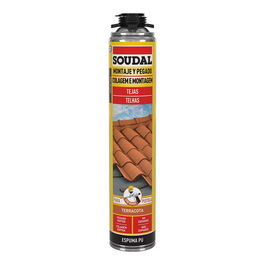 Soudal Espuma para Teja Pistola Terracota 750 ml Adhesiva Baja Expansión para Pegado Rápido de Tejas Paneles Hormigón Ladrillos Metal Madera PVC