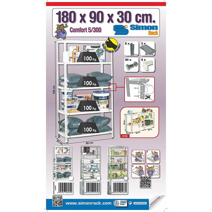 Simon Rack Kit estantería metálica Comfort 5/300 blanco