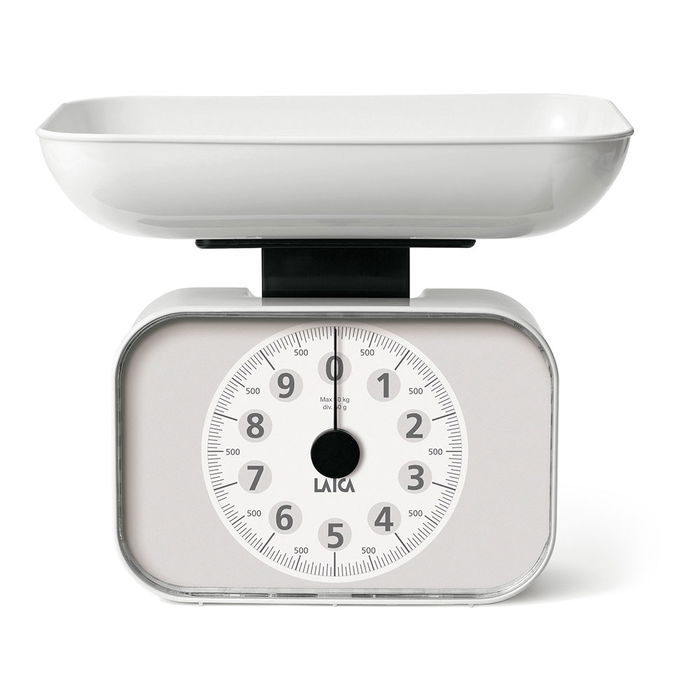 BÁSCULA MECÁNICA DE COCINA LAICA KS2001 BLANCA - HASTA 10KG - PRECISIÓN 50G - INCLUYE BOL