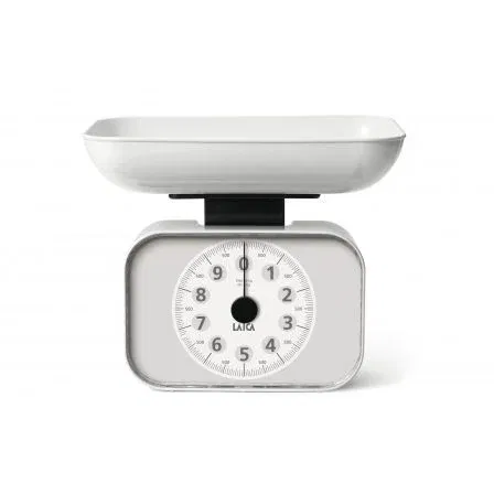 BÁSCULA MECÁNICA DE COCINA LAICA KS2001 BLANCA - HASTA 10KG - PRECISIÓN 50G - INCLUYE BOL