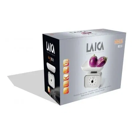BÁSCULA MECÁNICA DE COCINA LAICA KS2001 BLANCA - HASTA 10KG - PRECISIÓN 50G - INCLUYE BOL