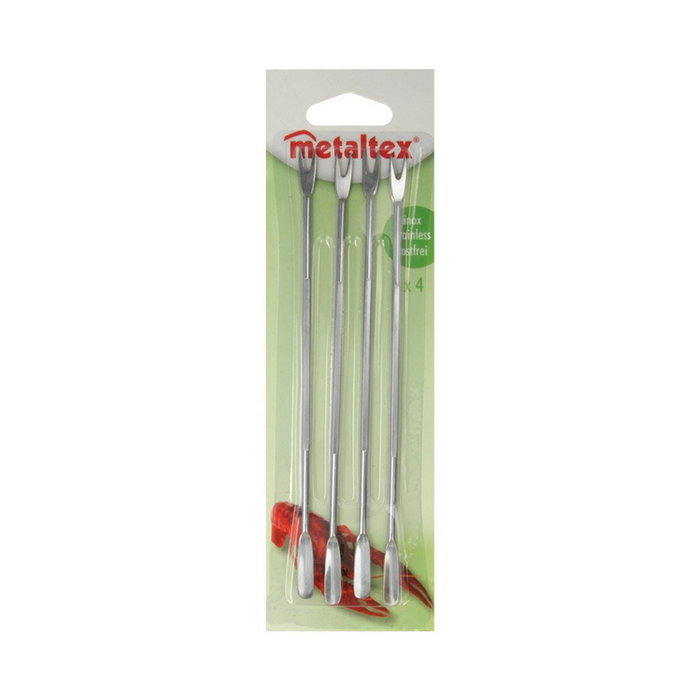 Metaltex Set de 4 Pinchos para Marisco 18 cm, Acero Inoxidable