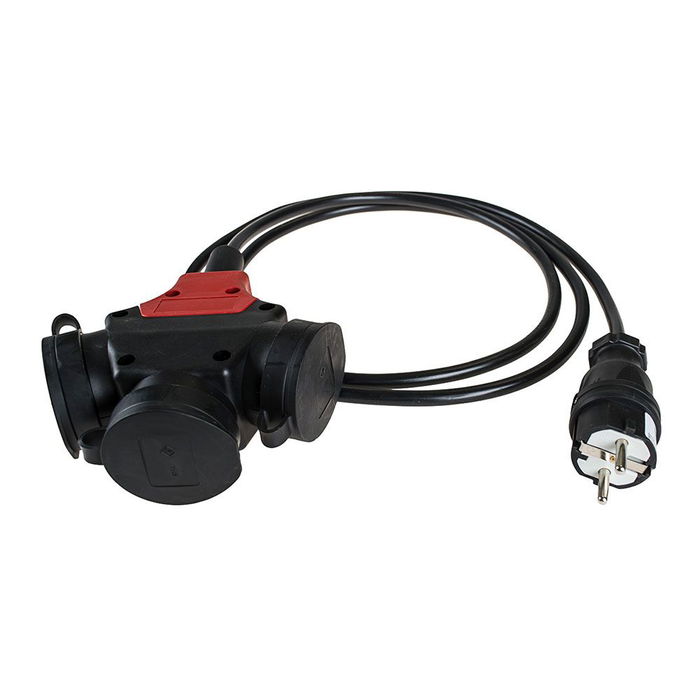 Solera 5586cob Triple Aereo de Caucho Negro con Clavija 4,8mm y Cable 2m 16A 250V Solera 5586cob Triple Aereo de Caucho Negro con Clavija 4,8mm y Cable 2m 16A 250V