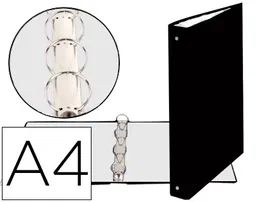 Exacompta Carpeta de 4 Anillas 30mm Redondas DIN A4 Cartón Forrado Negra