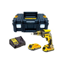 DeWalt DT7520 - Atornillador Brushless para Panel de Yeso 1/4' 18V, Kit con 2 Baterías Li-Ion 2.0Ah, Cargador, Portapuntas Magnético y Maletín TSTAK II