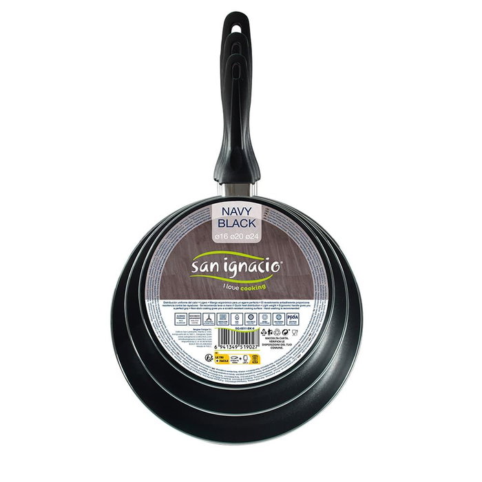 San Ignacio Set 3 Sartenes Aluminio Prensado Navy Black Ø16 / Ø20 / Ø24 cm Apto Inducción San Ignacio Set 3 Sartenes Aluminio Prensado Navy Black Ø16 / Ø20 / Ø24 cm Apto Inducción