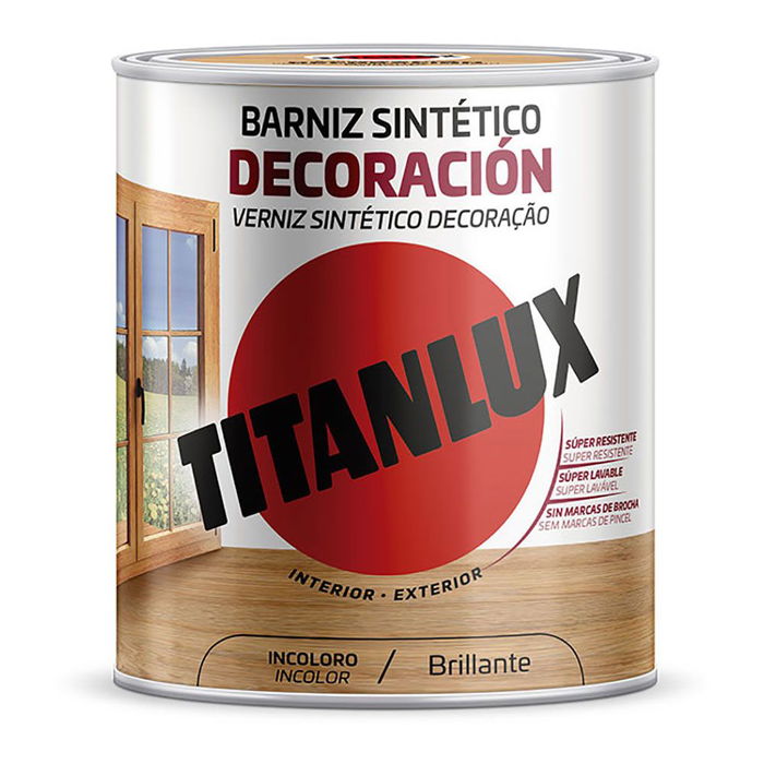Titan Barniz sintético decoración incoloro brillante 250 ml resistencia al rayado y lavados Titan Barniz sintético decoración incoloro brillante 250 ml resistencia al rayado y lavados