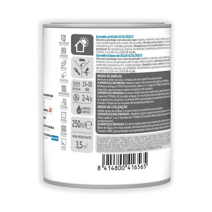 Titan Esmalte ecológico al agua blanco brillante 250 ml Titan Esmalte ecológico al agua blanco brillante 250 ml