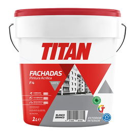 Titan Pintura Plástica Acrílica Fachadas Blanco Mate 1L Interior/Exterior F-4