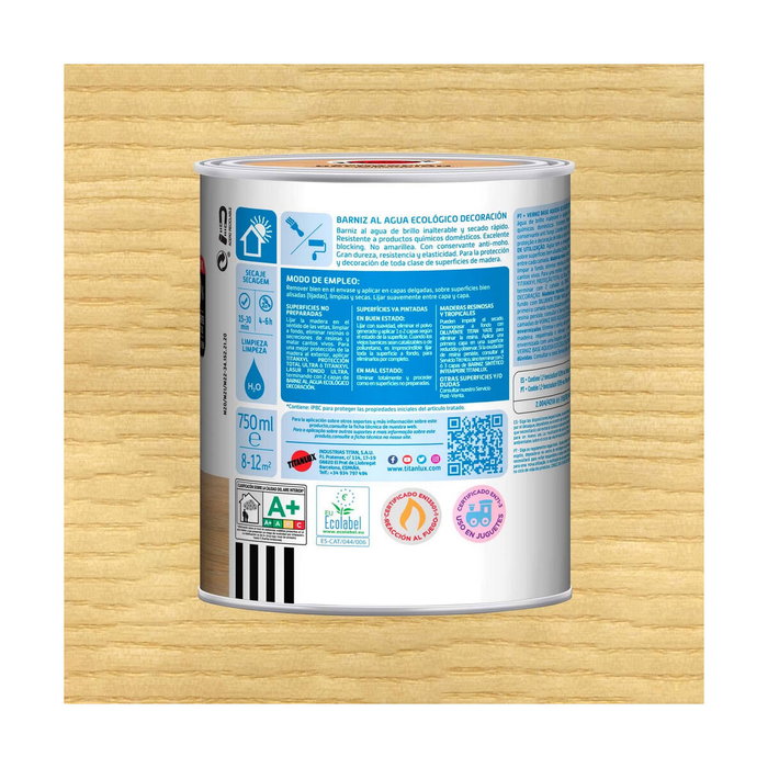 Titan Barniz al agua ecológico decoración incoloro mate 750 ml