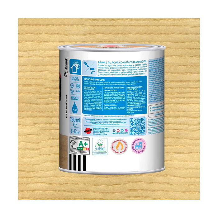 Titan Barniz al agua ecológico decoración incoloro brillante 750 ml