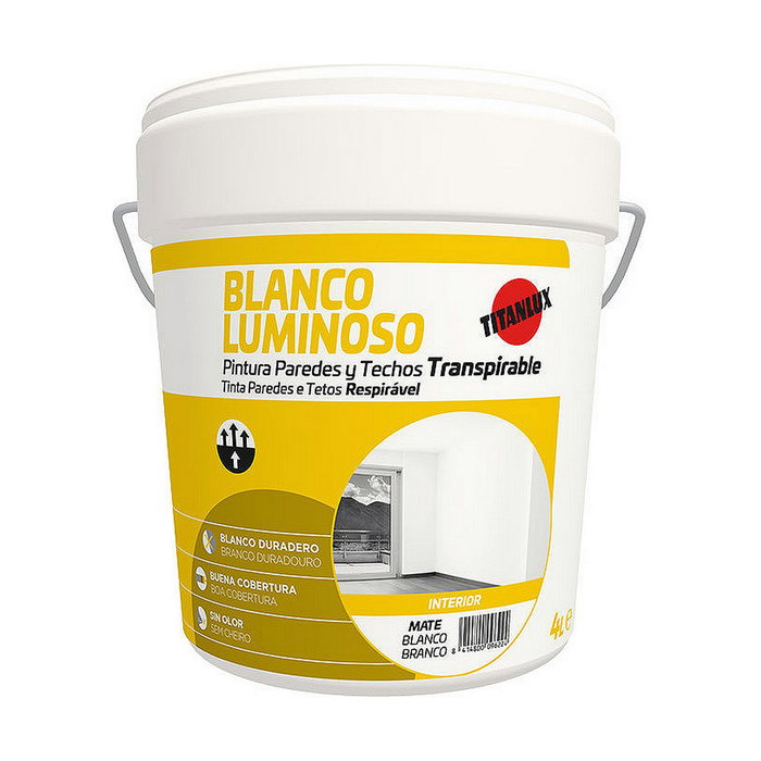 Titan Pintura plástica acrílica estirenada interior blanco mate 4 l Titan Pintura plástica acrílica estirenada interior blanco mate 4 l