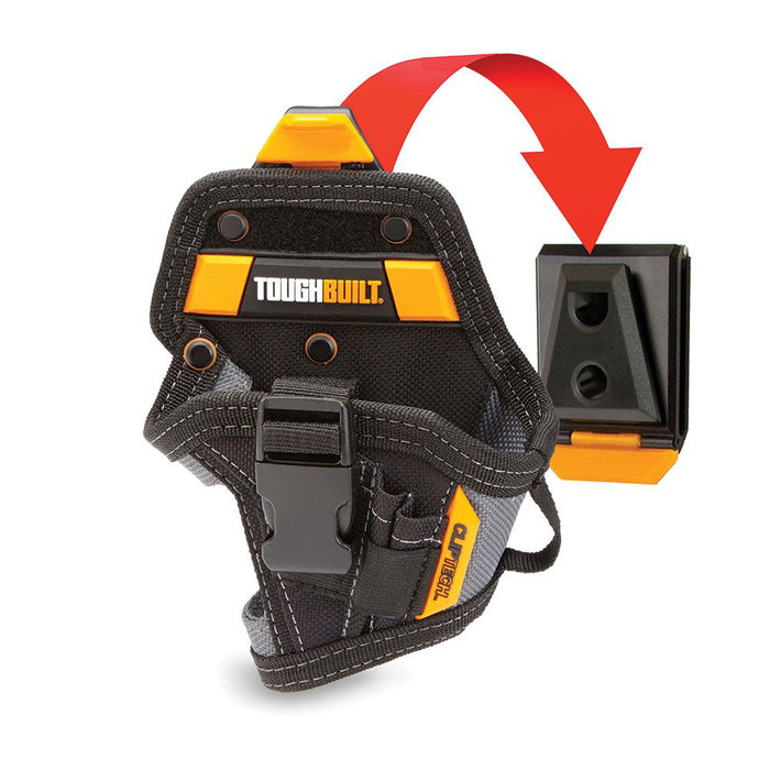 Toughbuilt Funda para Taladro Pequeño con Sistema ClipTech, Compacta 14x10x18 cm, Bolsillos para Brocas, Enganches para Mosquetones, Construcción Reforzada