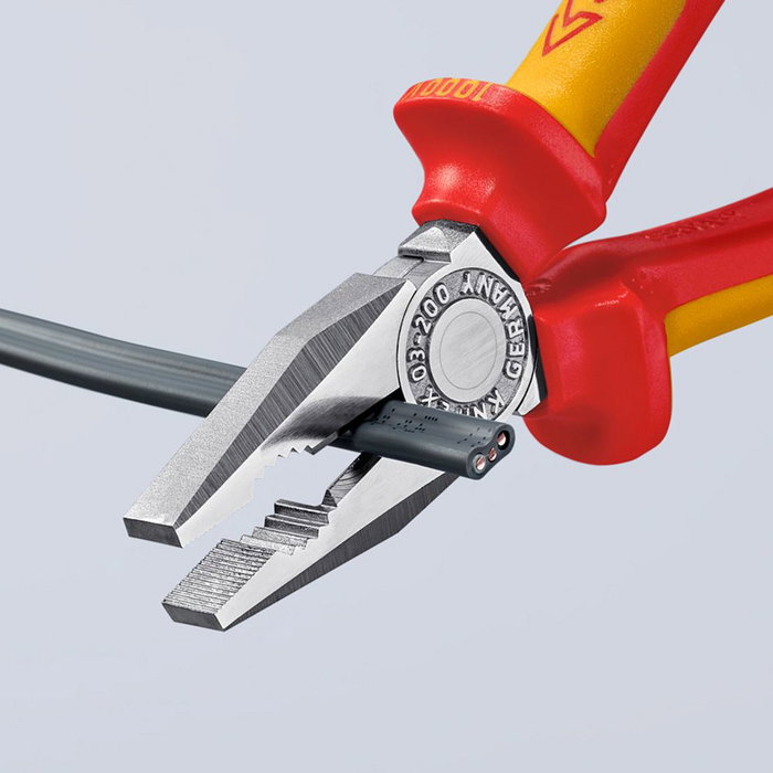 Knipex Alicates Universales VDE 200 mm, Cromado, para Corte de Alambre Blando y Duro, Materiales Planos y Redondos, Cumple EN 60900 IEC 60900