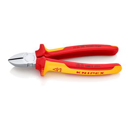 Knipex Alicates de corte diagonal DIN ISO 5749, cabeza estrecha para espacios reducidos, 180 mm, normativa VDE EN 60900 IEC 60900, mangos aislados, aplicación electricidad