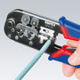 Knipex - Crimpadora de conectores RJ11, RJ45 y Western para cables planos y redondos, con pelacables, sistema de bloqueo y diseño largo (190 x 70 x 18 mm, 340 g)