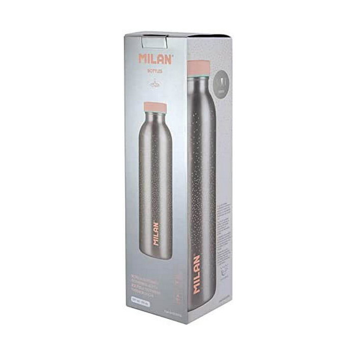 Milán Botella isotérmica Sylver 591ml Plata y Tapón Rosa