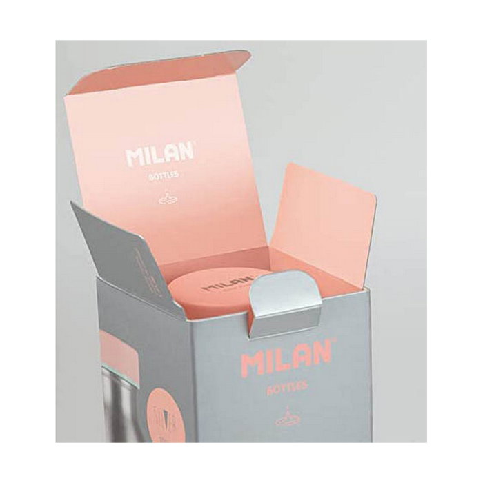 Milán Botella isotérmica Sylver 591ml Plata y Tapón Rosa