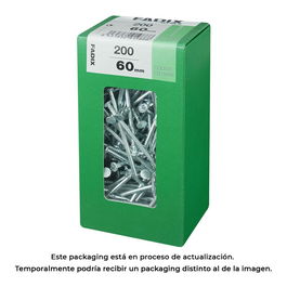 Fadix 10919888 Caja de 200 Clavos de Acero con Cabeza Plana, Medida 2.7x60mm