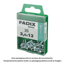 Fadix 10921195 Caja 25 Unidades Tornillo Rosca Chapa Cr Cinc 3,5x13mm Acero Cincado