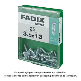 Fadix 10921812 Caja 25 Unidades Tornillo Rosca Chapa CP Cinc Plano 3.5x13mm