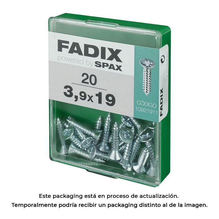 Fadix 10921911 Tornillo Rosca Chapa Cabeza Plana Cincado 3,9x19mm Caja 20 Unidades Fadix 10921911 Tornillo Rosca Chapa Cabeza Plana Cincado 3,9x19mm Caja 20 Unidades