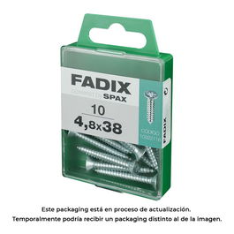Fadix 10922116 Tornillo Rosca Chapa Acero Cincado Cabeza Plana 4,8x38mm Caja 10 Unidades