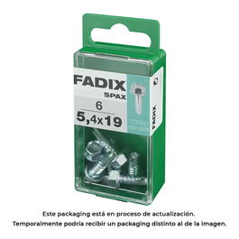 Fadix 10910038 Tornillo Rosca Chapa Hexagonal Autotaladrante 5,4x19mm Caja 6 Unidades Acero DIN 7504k