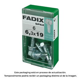 Fadix 10910069 Tornillo rosca chapa hexagonal autotaladrante 6,3x19mm Caja 6 Unidades Acero DIN 7504K