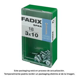 Fadix 10915675 Tornillo Métrica M 3x10mm Plana Acero Caja 18 Unidades