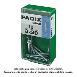 Fadix 10915729 Tornillo Métrica Cabeza Plana M 3 x 30mm Caja 10 Unidades Acero DIN 965
