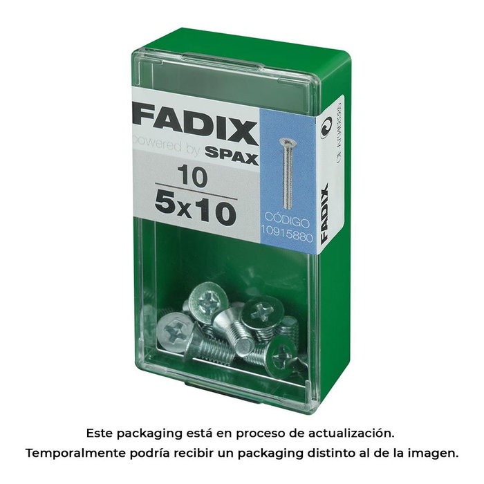Fadix 10915880 Tornillo Métrica Cabeza Plana M 5 x 10 mm Caja 10 Unidades Fadix 10915880 Tornillo Métrica Cabeza Plana M 5 x 10 mm Caja 10 Unidades