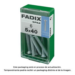 Fadix 10915989 Tornillo métrica M 5x40mm Cabeza Plana Caja 6 Unidades Acero DIN 965
