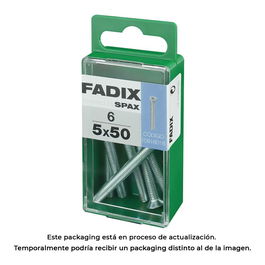 Fadix 10916016 Tornillo Métrica M 5 x 50mm Cabeza Plana Acero Caja 6 Unidades