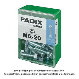 Fadix 10912247 Caja 25 Unid. Tornillo Métrica Cab Hexagonal + Tuerca Cinc M 6x20mm Acero