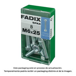 Fadix 10912254 Caja 8 Unid. Tornillo Métrica Hexagonal M 6x25mm Acero Cincado