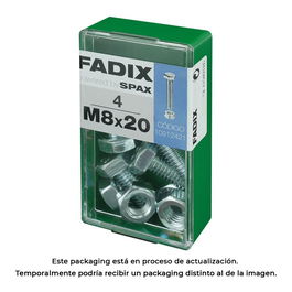 Fadix 10912421 Caja 4 unid. Tornillo Métrica Cab. Hexagonal + Tuerca Cinc M 8x20mm