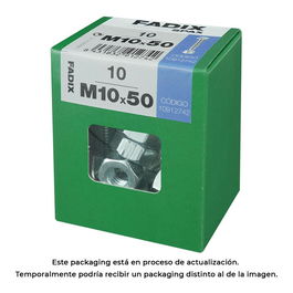Fadix 10912742 Tornillo Métrica Hexagonal con Tuerca Cincado M 10 x 50 mm Caja 10 Unidades Acero