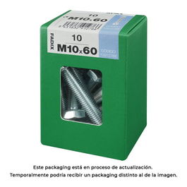 Fadix 10912766 Caja 10 Unid. Tornillo Métrica Hexagonal con Tuerca Cincado M 10x60mm Acero