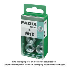 Fadix 10917419 Tuerca cincada M10, Caja 4 Unidades