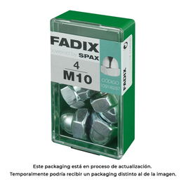 Fadix 10918287 Tuerca ciega cinc M10, Acero Cincado, Caja 4 Unidades