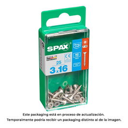Spax Tornillo Madera Cabeza Plana Inox A2 3,0x16mm Caja 25 Unid.