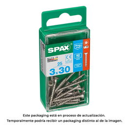Spax Tornillo Madera Cabeza Plana Inox A2 3.0x30mm Caja 25 Unid. 4197000300301